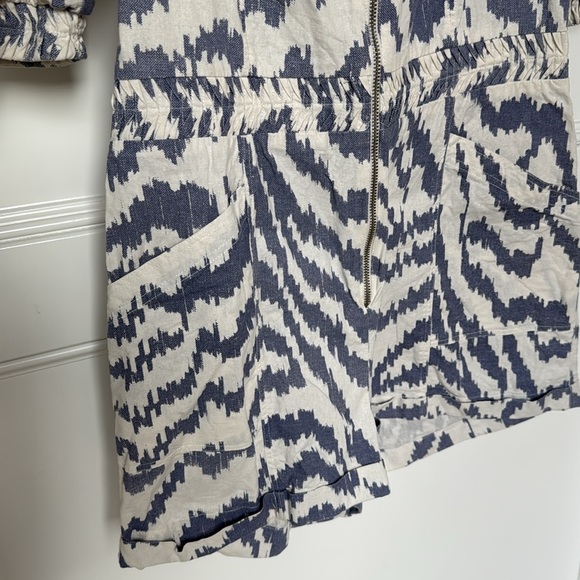 SAYLOR RAFAELA DENIM SHORTS ROMPER Blue Zebra Print Womens Size Small - Picture 8 of 13